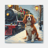 Cavalier King Charles Spaniel Kersttrein Magneet (Voorkant)