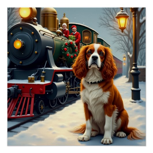 Cavalier King Charles Spaniel Kersttrein Perfect Poster (Voorkant)