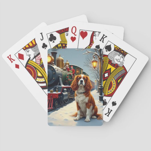 Cavalier King Charles Spaniel Kersttrein Pokerkaarten (Achterkant)