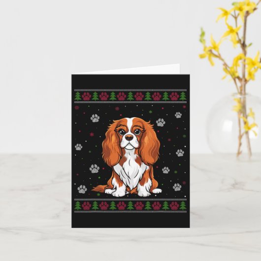 Cavalier King Charles Spaniel Kersttrui Do Kaart (Gele Bloem)