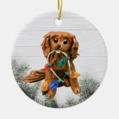 Cavalier King Charles Spaniel kerstversiering Keramisch Ornament (Voorkant)