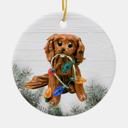 Cavalier King Charles Spaniel kerstversiering Keramisch Ornament (Voorkant)