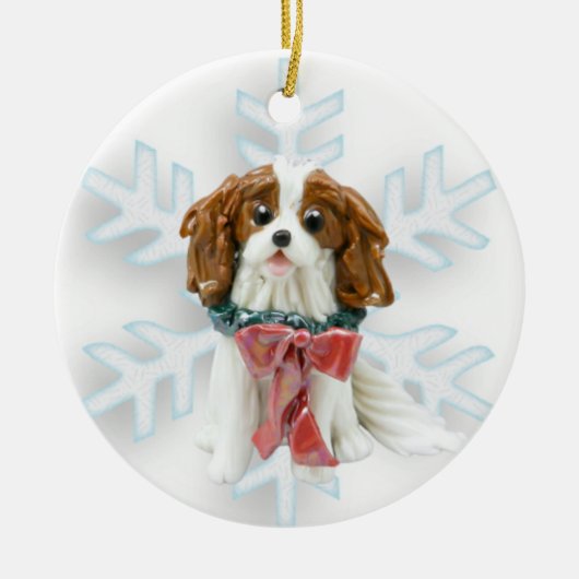 Cavalier King Charles Spaniel kerstversiering Keramisch Ornament (Voorkant)