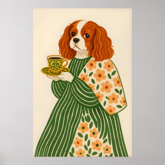 Cavalier King Charles Spaniel Kunstprint Hond met Poster (Voorkant)