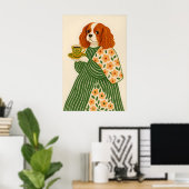 Cavalier King Charles Spaniel Kunstprint Hond met Poster (Thuiskantoor)