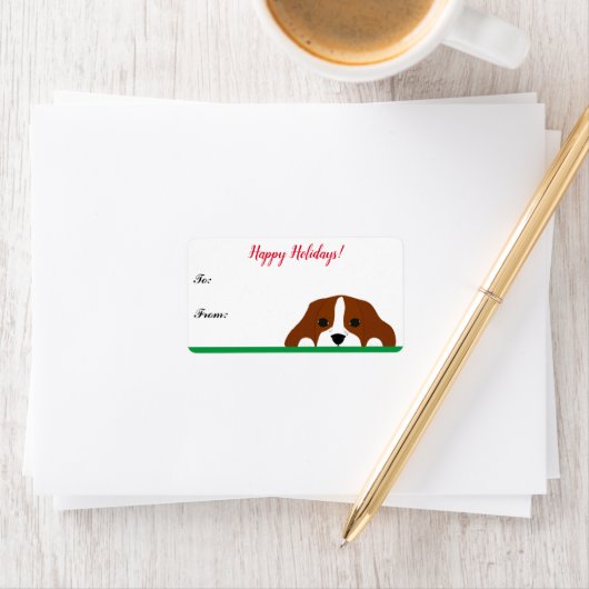 Cavalier King Charles Spaniel Label kerstcadeau (Insitu)