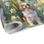 Cavalier King Charles Spaniel Lente Bloemen  Cadeaupapier (Rol Hoek)