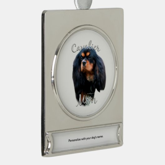 Cavalier King Charles Spaniel mam 2 Verzilverd Banner Ornament (Rechts)
