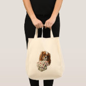 Cavalier King Charles Spaniel met bloemen Tote Bag (Voorkant (product))