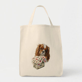 Cavalier King Charles Spaniel met bloemen Tote Bag