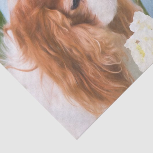 Cavalier King Charles Spaniel met Hydrangeas Tissuepapier (Detail)