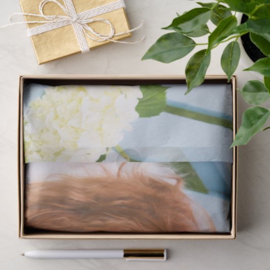 Cavalier King Charles Spaniel met Hydrangeas Tissuepapier (Geschenk)