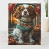 Cavalier King Charles Spaniel met kerstcadeaus Kaart (Voorkant)