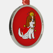 Cavalier King Charles Spaniel met Kroon en Robe Metalen Ornament (Rechts)