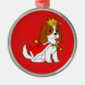 Cavalier King Charles Spaniel met Kroon en Robe Metalen Ornament (Voorkant)