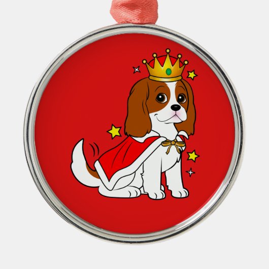 Cavalier King Charles Spaniel met Kroon en Robe Metalen Ornament (Voorkant)