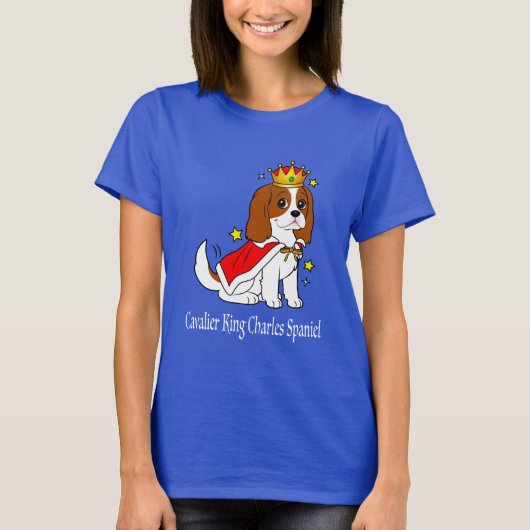 Cavalier King Charles Spaniel met Kroon en Robe T-shirt (Voorkant)