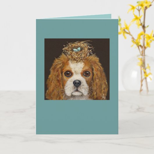 Cavalier King Charles Spaniel met nestkaart Kaart (Gele Bloem)