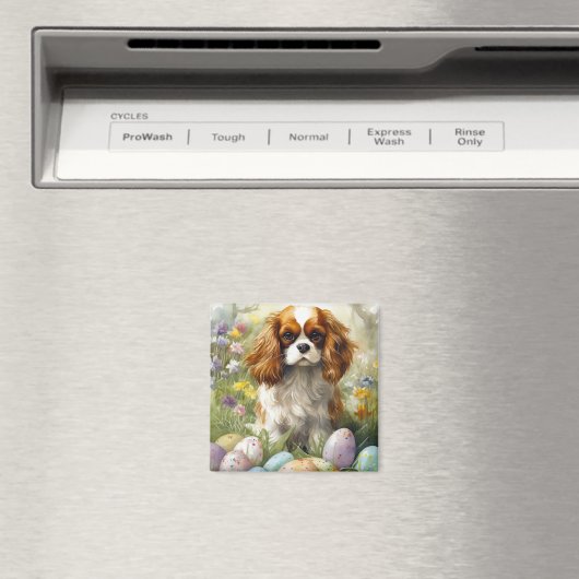 Cavalier King Charles Spaniel met paaseieren Magneet (Insitu (Vaatwasser))