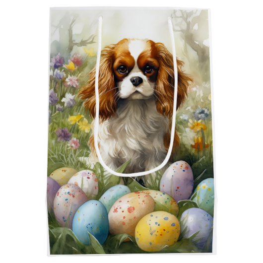 Cavalier King Charles Spaniel met paaseieren Medium Cadeauzakje (Achterkant)