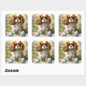 Cavalier King Charles Spaniel met paaseieren Vierkante Sticker (Vel)