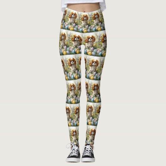 Cavalier King Charles Spaniel met Pasen Eieren Leggings (Voorkant)
