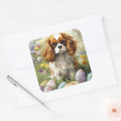 Cavalier King Charles Spaniel met Pasen Eieren Vierkante Sticker (Envelop)