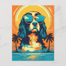 Cavalier King Charles Spaniel met zonnebril Briefkaart