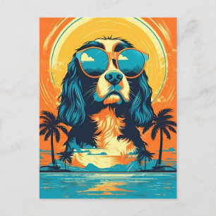 Cavalier King Charles Spaniel met zonnebril Briefkaart