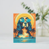 Cavalier King Charles Spaniel met zonnebril Briefkaart (Staand voorkant)