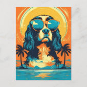 Cavalier King Charles Spaniel met zonnebril Briefkaart (Voorkant)