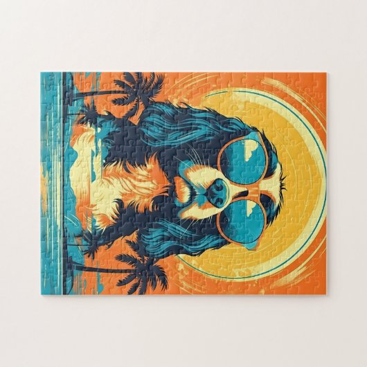 Cavalier King Charles Spaniel met zonnebril Legpuzzel (Horizontaal)