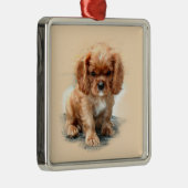 Cavalier King Charles Spaniel Metalen Ornament (Rechts)
