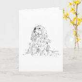 Cavalier King Charles Spaniel, Minimalistische Kun Kaart (Gele Bloem)
