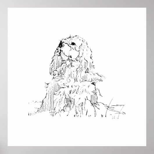 Cavalier King Charles Spaniel, Minimalistische Kun Poster (Voorkant)