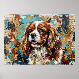Cavalier King Charles Spaniel Mixed Media Collage  Poster