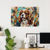 Cavalier King Charles Spaniel Mixed Media Collage Poster (Thuiskantoor)