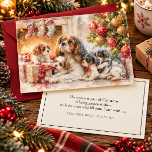Cavalier King Charles Spaniel Moeder Puppies Feestdagenkaart