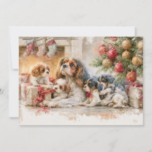 Cavalier King Charles Spaniel Moeder Puppies Feestdagenkaart