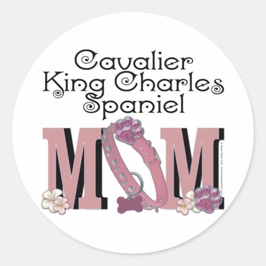 Cavalier King Charles Spaniel MOM Ronde Sticker (Voorkant)