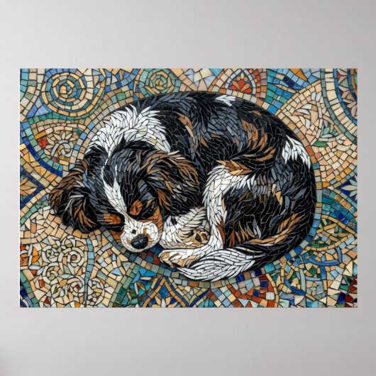 Cavalier King Charles Spaniel Mozaïek Mandala Post Poster (Voorkant)