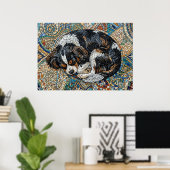 Cavalier King Charles Spaniel Mozaïek Mandala Post Poster (Thuiskantoor)