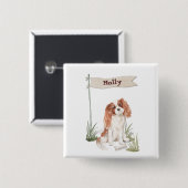 Cavalier King Charles Spaniel  naam Vierkante Button 5,1 Cm (Voorkant /achterkant)