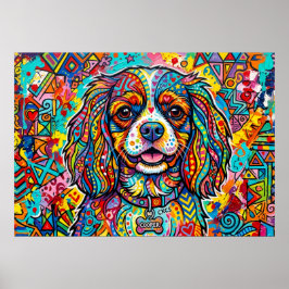 Cavalier King Charles Spaniel Neo-Pop Volkskunst P Poster