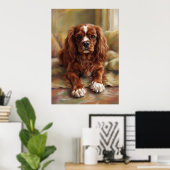 Cavalier King Charles Spaniel Olie Schilderstijl P Poster (Thuiskantoor)