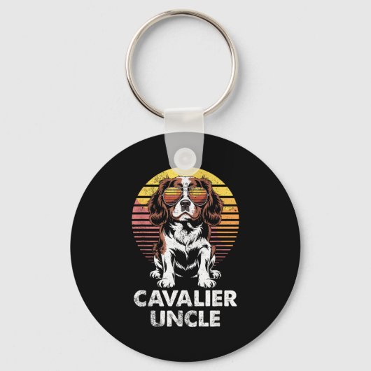 Cavalier King Charles Spaniel Oom Vintage Hondenbe Sleutelhanger (Voorkant)