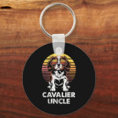 Cavalier King Charles Spaniel Oom Vintage Hondenbe Sleutelhanger (Voorkant)