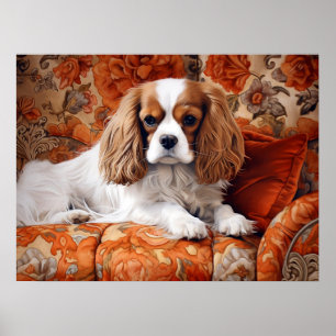 Cavalier King Charles Spaniel op de sofa Poster