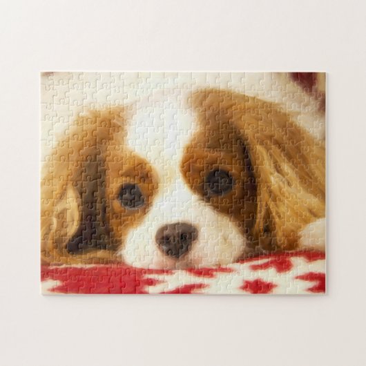 Cavalier King Charles Spaniel op Snowflake Blanket Legpuzzel (Horizontaal)