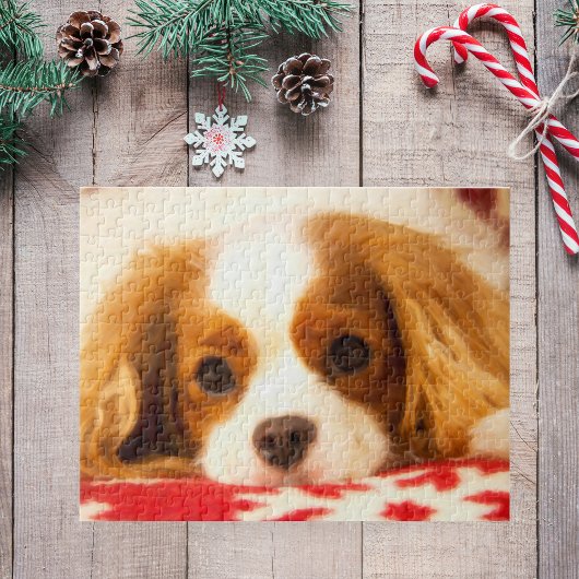 Cavalier King Charles Spaniel op Snowflake Blanket Legpuzzel